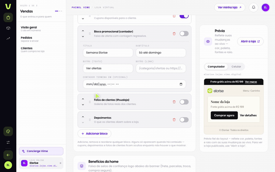 Publique o layout