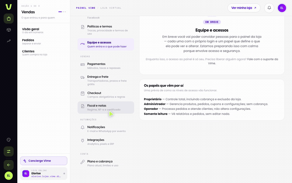 Abra o Checkout