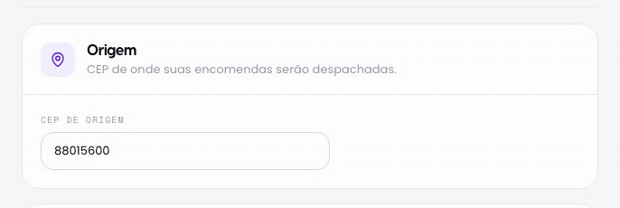 Informe o CEP de origem