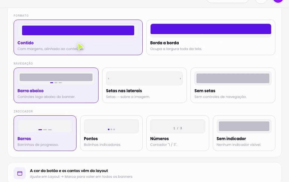 Navegação e indicador
