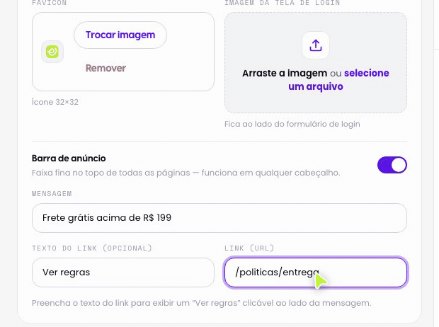Escolha o estilo do cabeçalho
