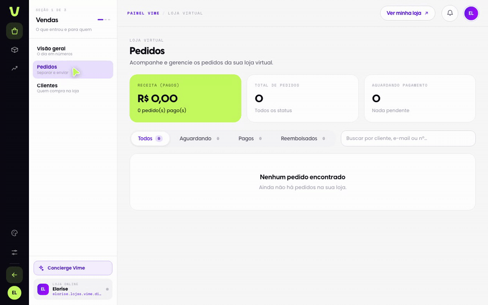 Filtre por status e busque pedidos