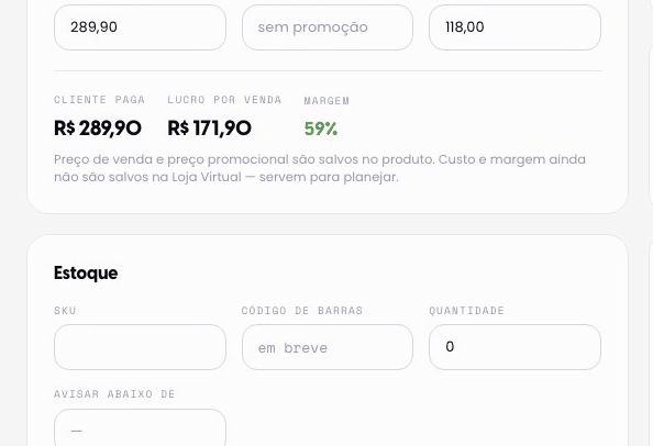 Estoque com alerta