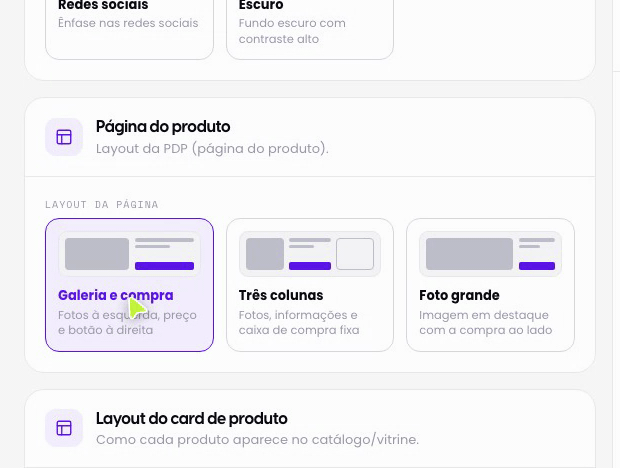 Layout do card de produto