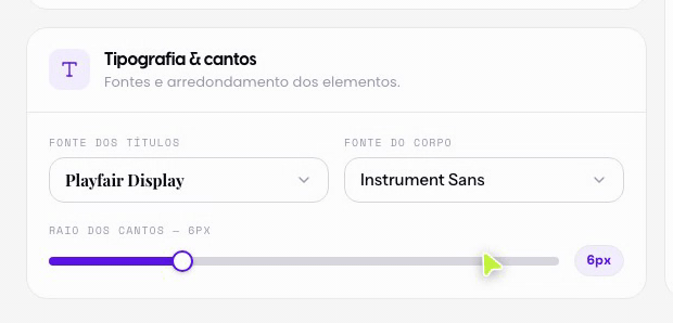 Raio dos cantos