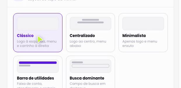 Escolha como o menu abre
