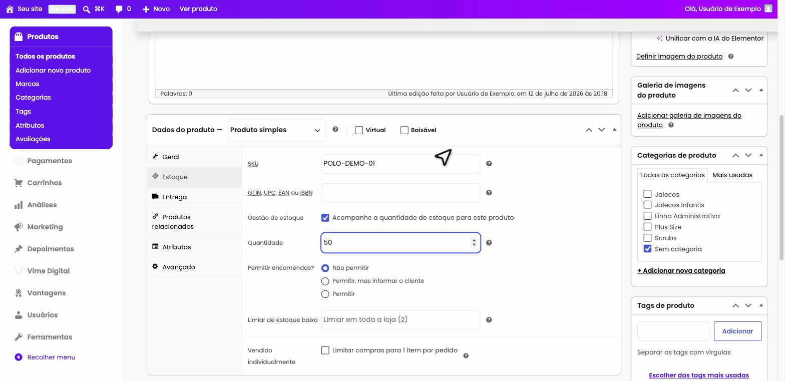 Cadastrar produtos virtuais e digitais