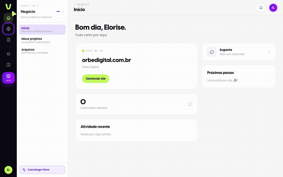 Abra a área de E-mail