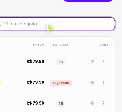 Controle o status de cada produto