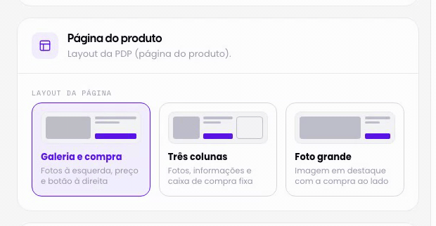 Layout da página do produto (PDP)